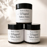 Whipped Tallow Balm in amber glass jars - grass-fed tallow skincare by Render & Roots