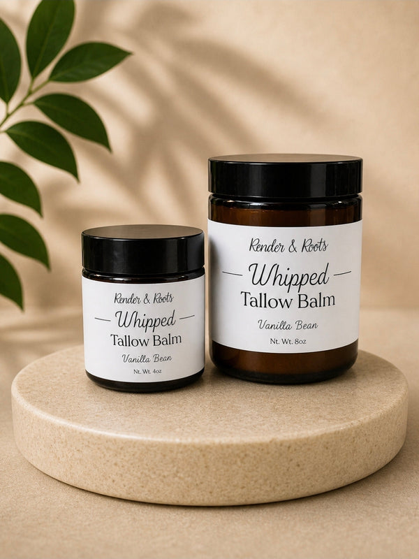 Vanilla Infused Whipped Tallow Balm - Madagascar vanilla tallow moisturizer by Render & Roots