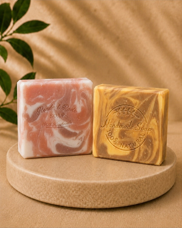 Render & Roots Fall Collection handmade tallow soaps — Pumpkin Spice and Apple Spice bars